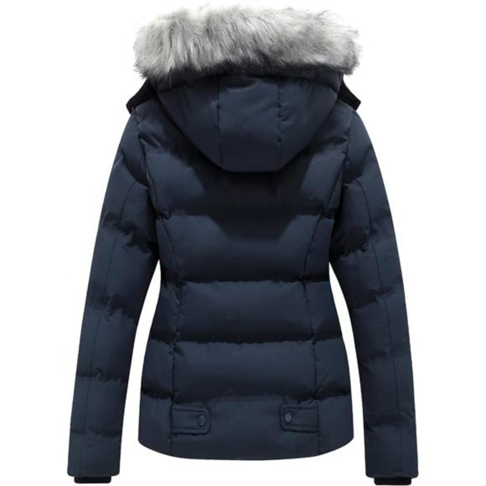 Hooded Warm Winter Coat Quilted Thicken Puffer Jacket‎ with Removable Fur Hood